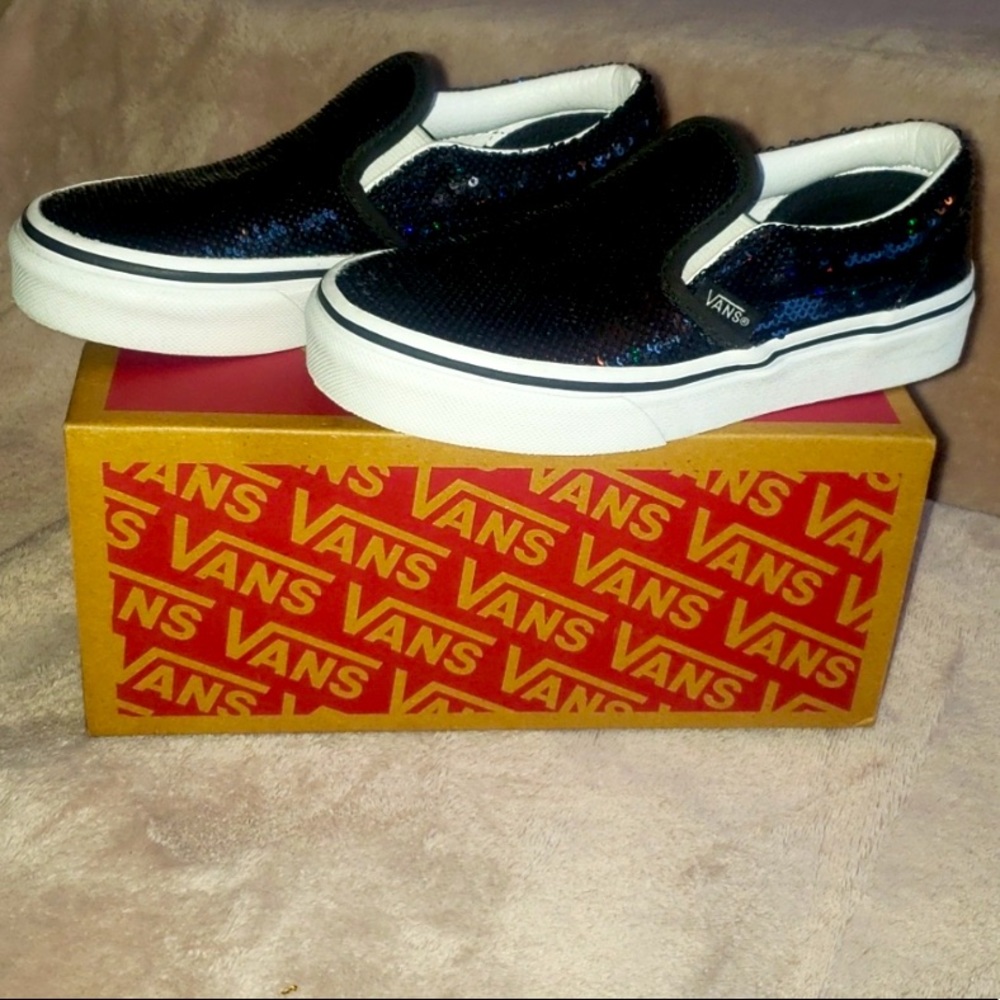 Girls Sequined Slip On Vans